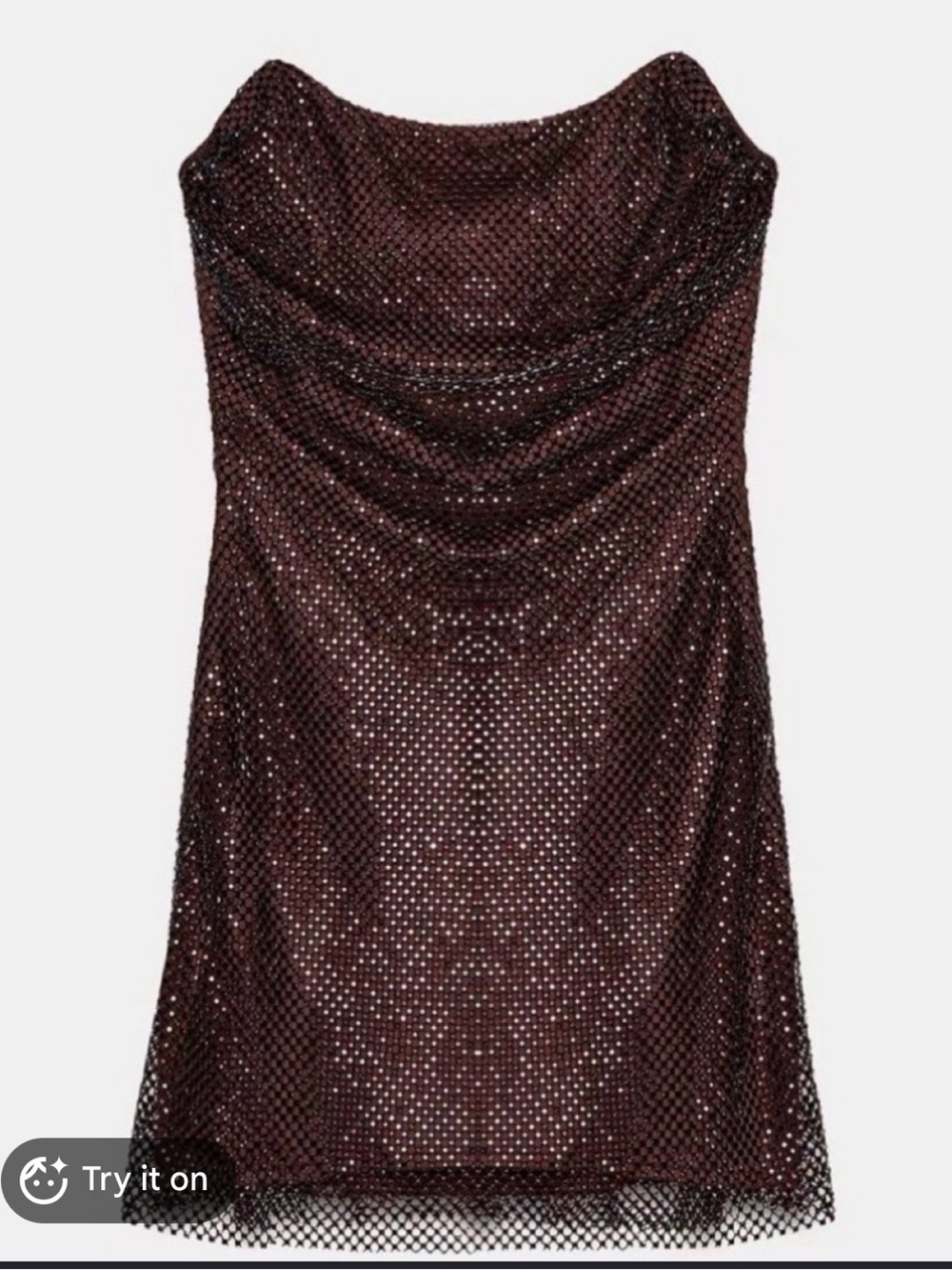 NWOT Zara Burgundy Crystal Mesh Mini Corset Style Viral Dress Sz XS